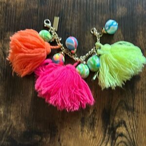 Lilly Pulitzer Boho Beach Resort Tassel Balls Bracelet Gold-Tone Hardware